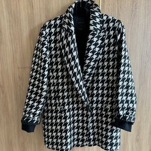 Theory Sz L Black & White Houndstooth Car Coat Like New